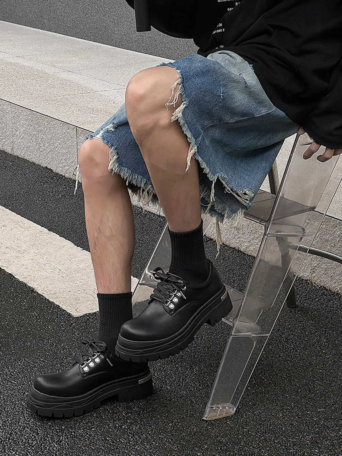 Thesupermade Big Head Derby Metal Decoration Leather Shoes sold by Thesupermade product image thumbnail 4