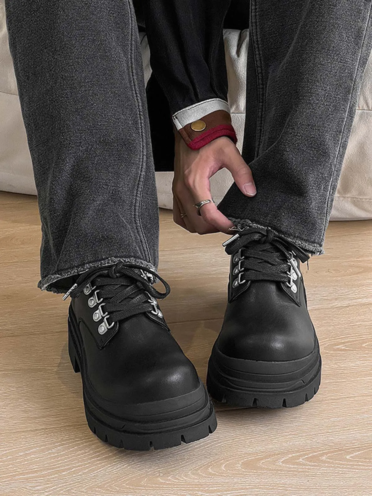 Thesupermade Big Head Derby Metal Decoration Leather Shoes sold by Thesupermade product image thumbnail 2