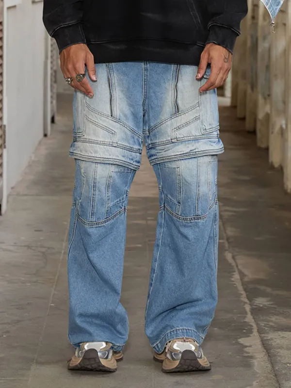 Thesupermade Multi-structure Design Baggy Jeans sold by Thesupermade