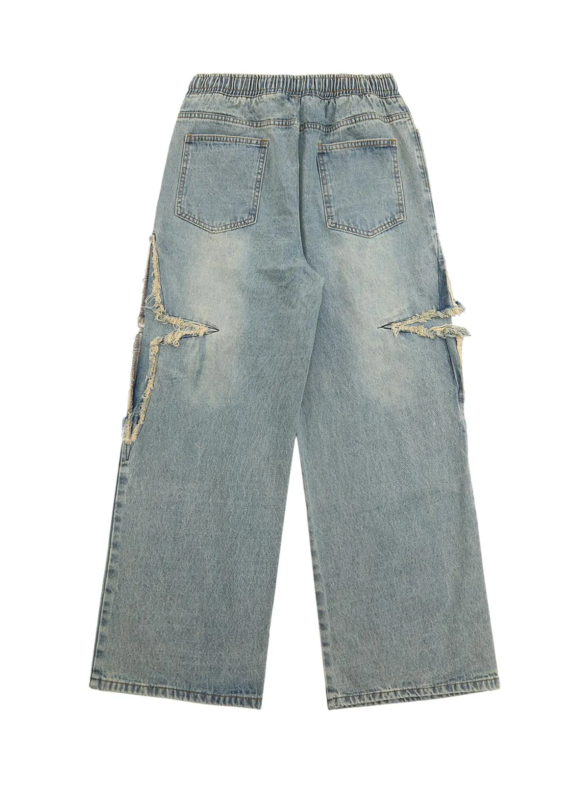 Thesupermade Drawstring Ripped Cross Star Jeans sold by Thesupermade product image thumbnail 3