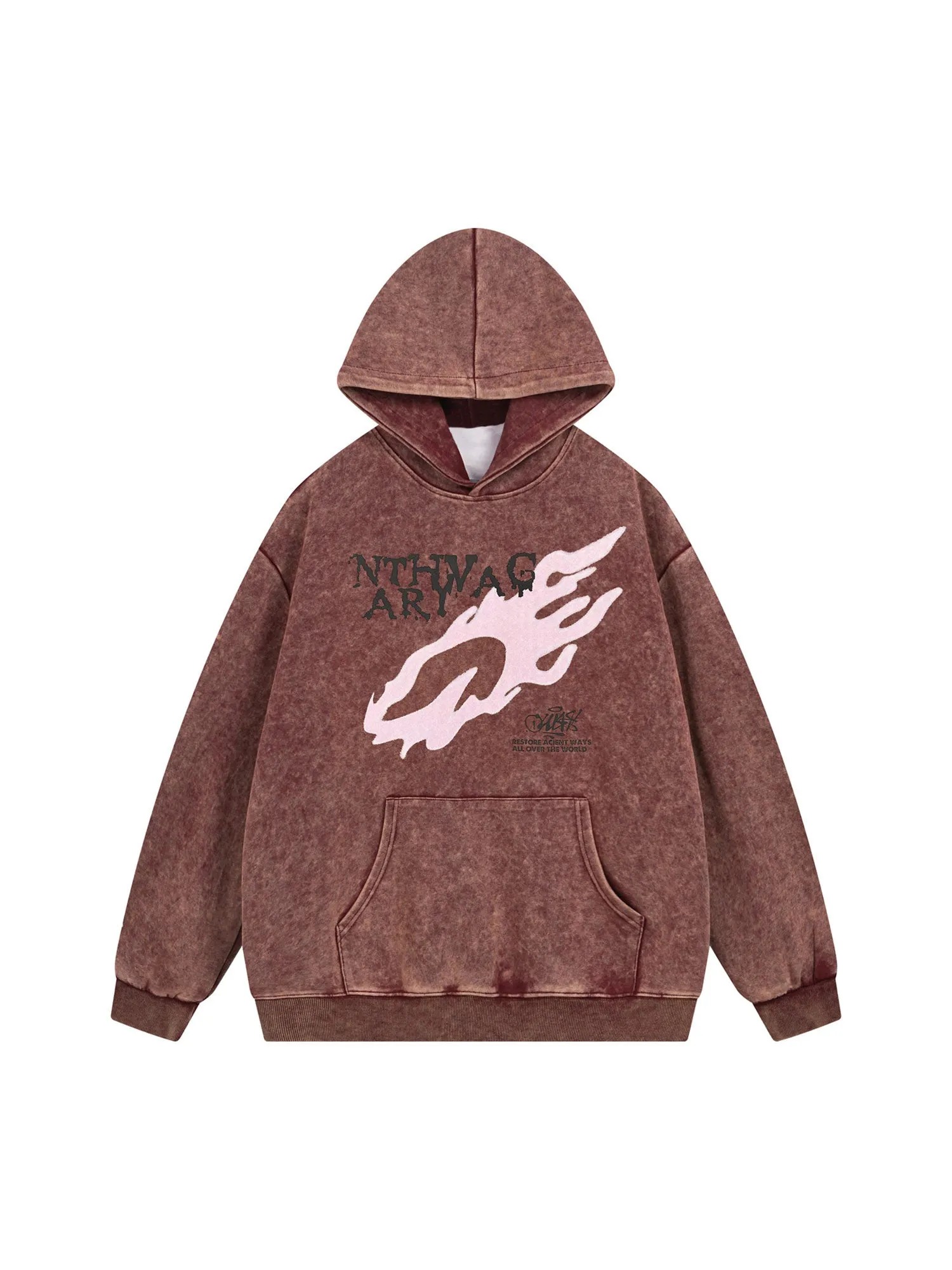 Thesupermade Washed Flame Printed Hooded Fleece Sweatshirt sold by Thesupermade product image thumbnail 2