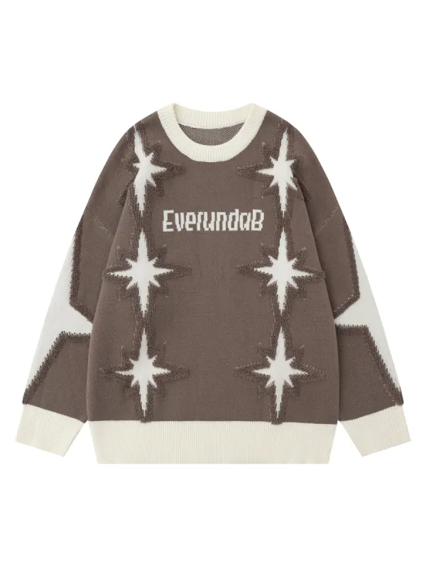 Thesupermade Star Jacquard Crew Neck Sweater sold by Thesupermade