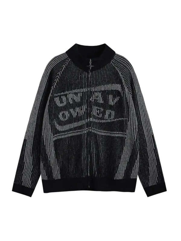 Thesupermade Stand Collar Cardigan Zip Up Sweater sold by Thesupermade