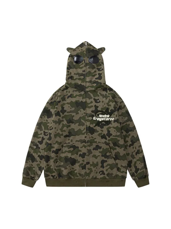 Thesupermade Camouflage Sunglasses Full Zip Hoodie sold by Thesupermade