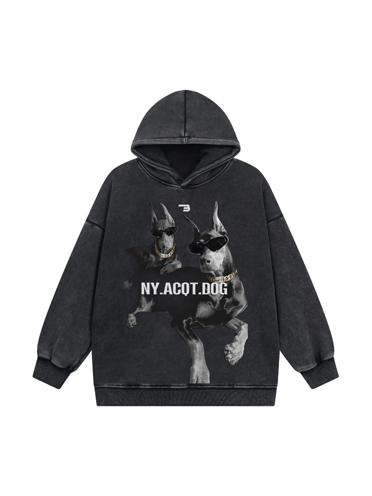Thesupermade Washed Doberman Printed Pullover Hoodie sold by Thesupermade