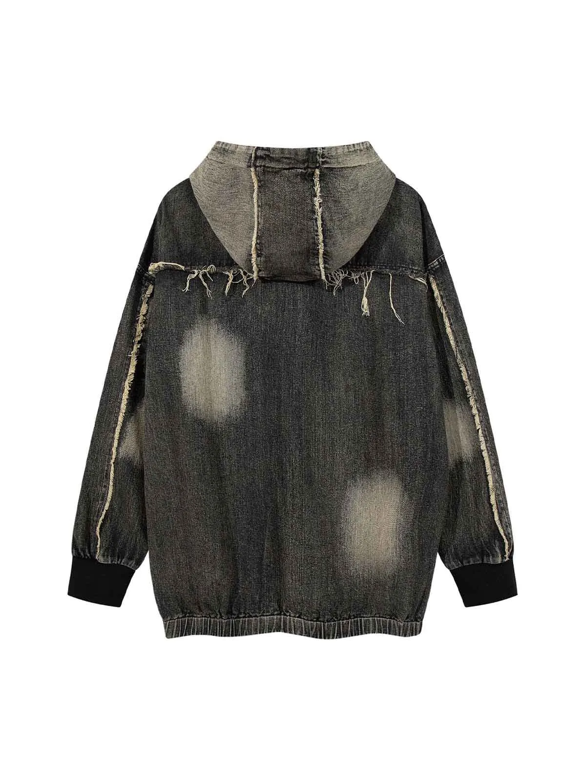 Thesupermade Raw Edge Multi Pocket Washed Denim Hoodie sold by Thesupermade product image thumbnail 4