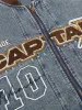Thesupermade Alphabet Patch Embroidered Quilted Denim Bomber Jacket - 2311 sold by Thesupermade