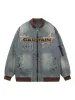 Thesupermade Alphabet Patch Embroidered Quilted Denim Bomber Jacket - 2311 sold by Thesupermade