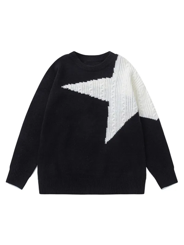 Thesupermade Star Contrast Knit Sweater sold by Thesupermade