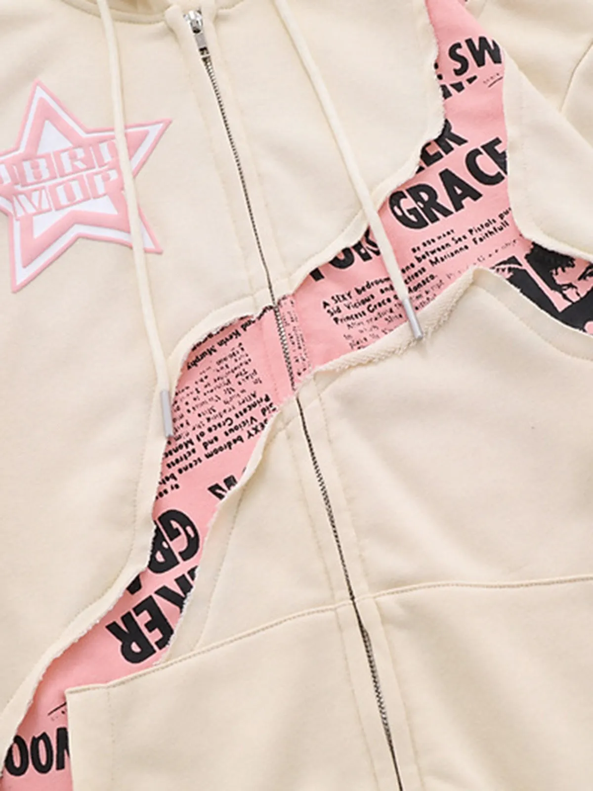 Thesupermade Star Stitching Cardigan Hooded Sweatshirt sold by Thesupermade product image thumbnail 4