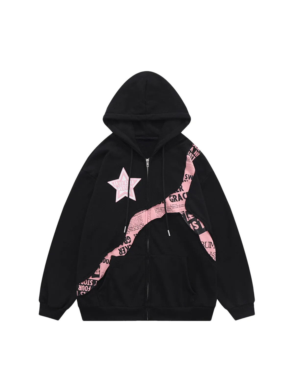 Thesupermade Star Stitching Cardigan Hooded Sweatshirt sold by Thesupermade product image thumbnail 2