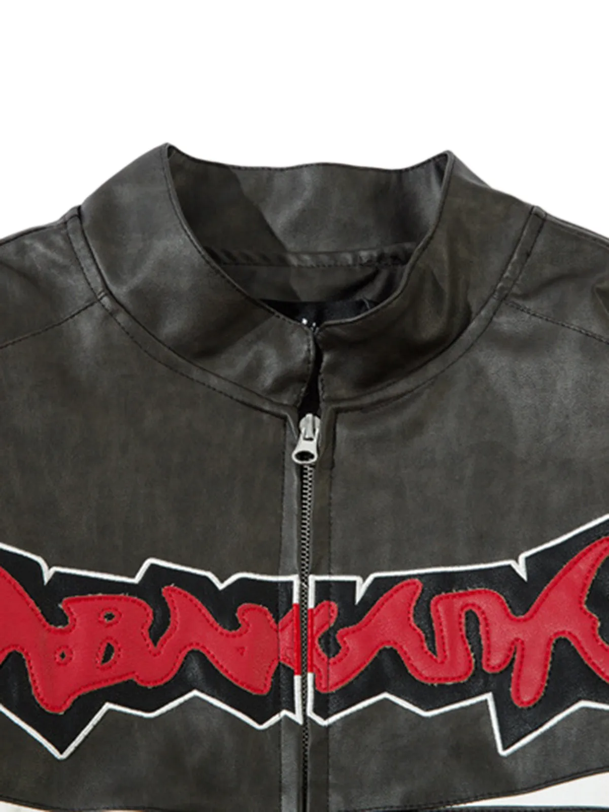 Thesupermade Contrast Stitching Motorcycle PU Leather Jacket sold by Thesupermade product image thumbnail 5