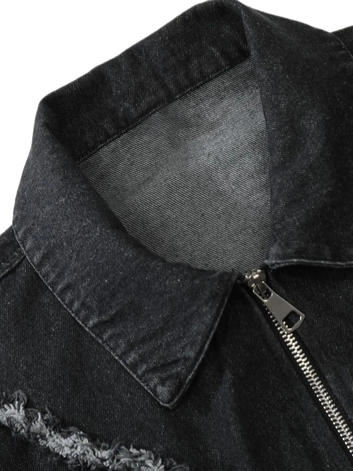 Thesupermade Heavy Raw Edge Zip Up Denim Jacket sold by Thesupermade product image thumbnail 5