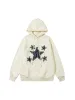 Thesupermade Star Patch Embroidered Hooded Fleece Sweatshirt sold by Thesupermade