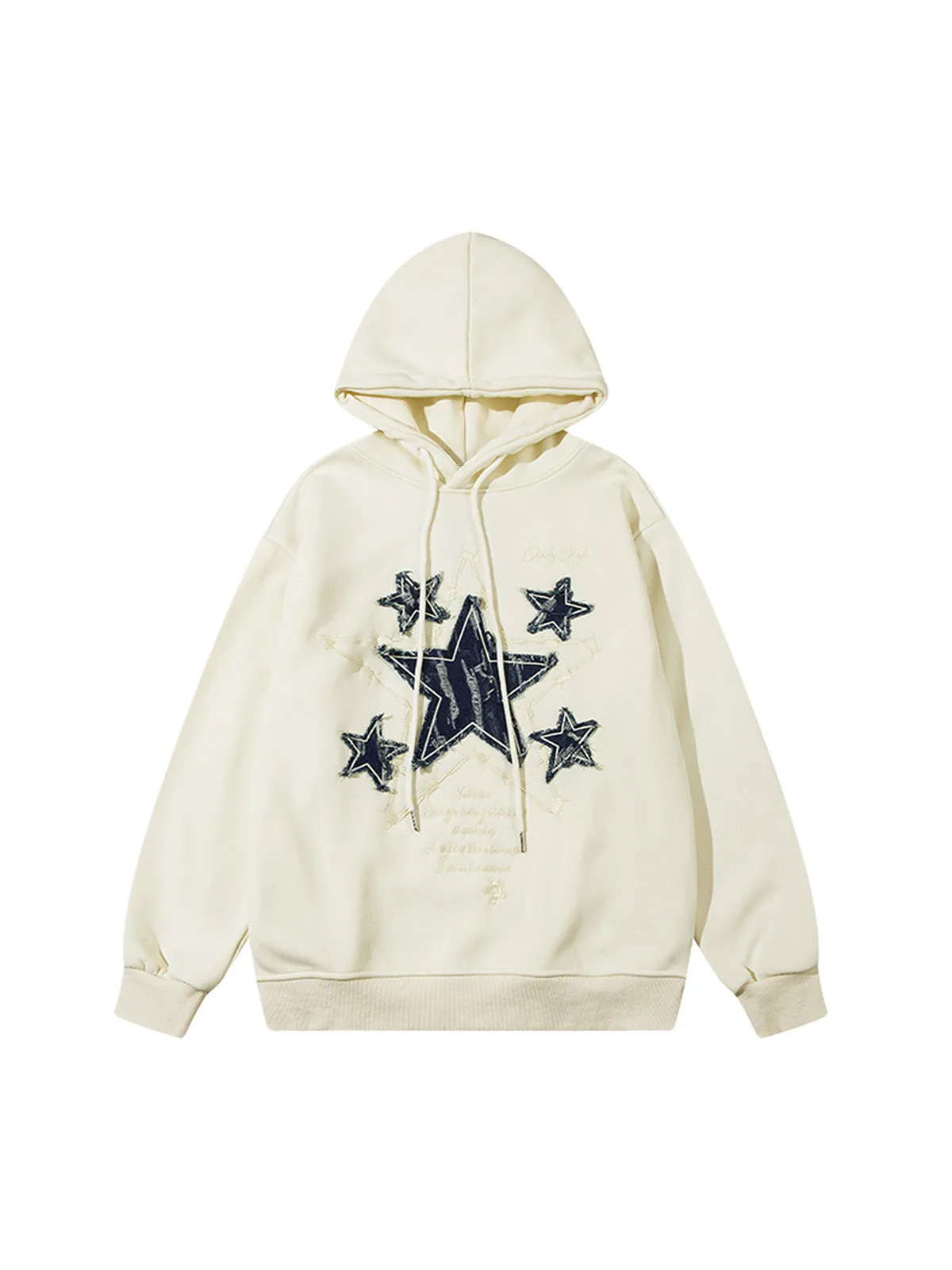 Thesupermade Star Patch Embroidered Hooded Fleece Sweatshirt sold by Thesupermade product image thumbnail 2