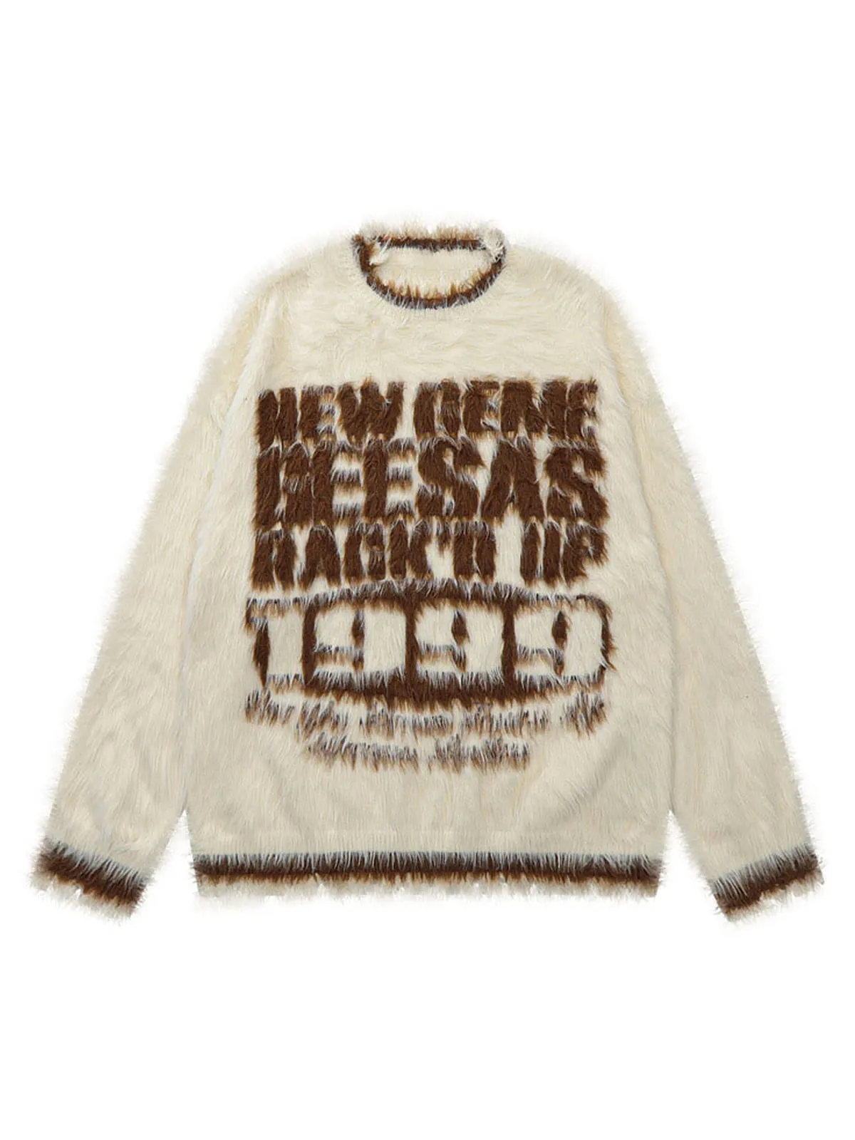 Thesupermade Retro Letter Fluffy Knit Sweater sold by Thesupermade