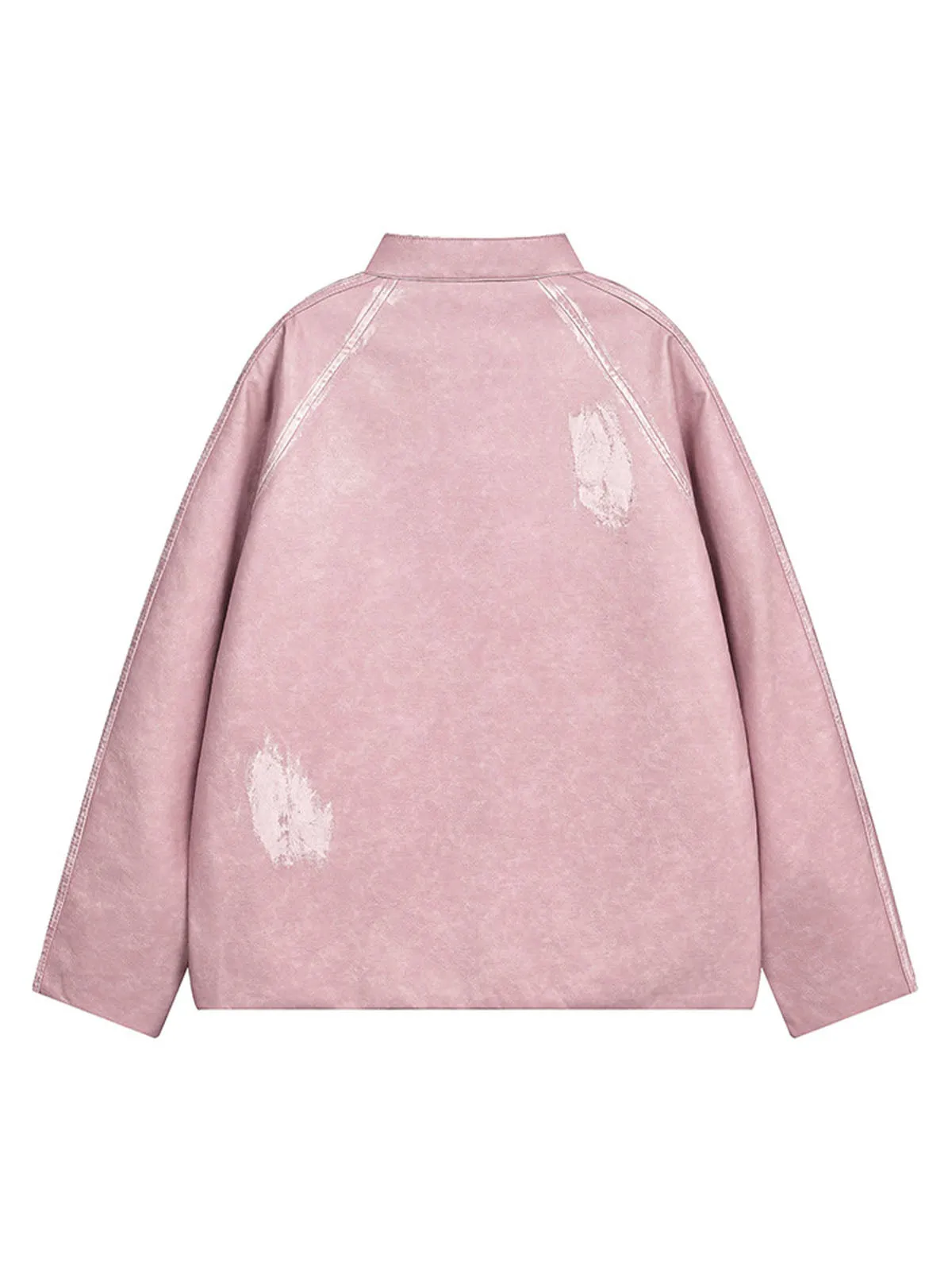 Thesupermade Distressed Letter Embroidery Motorcycle PU Leather Jacket sold by Thesupermade product image thumbnail 4