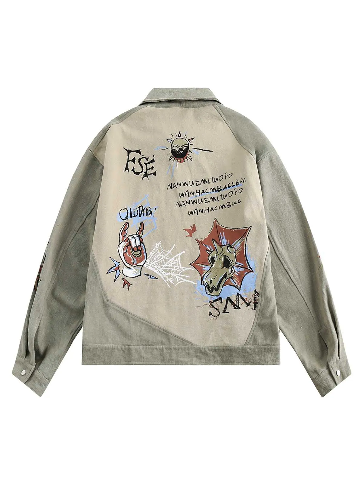 Thesupermade Graffiti Patchwork Lapel Denim Jacket - 2224 sold by Thesupermade product image thumbnail 2