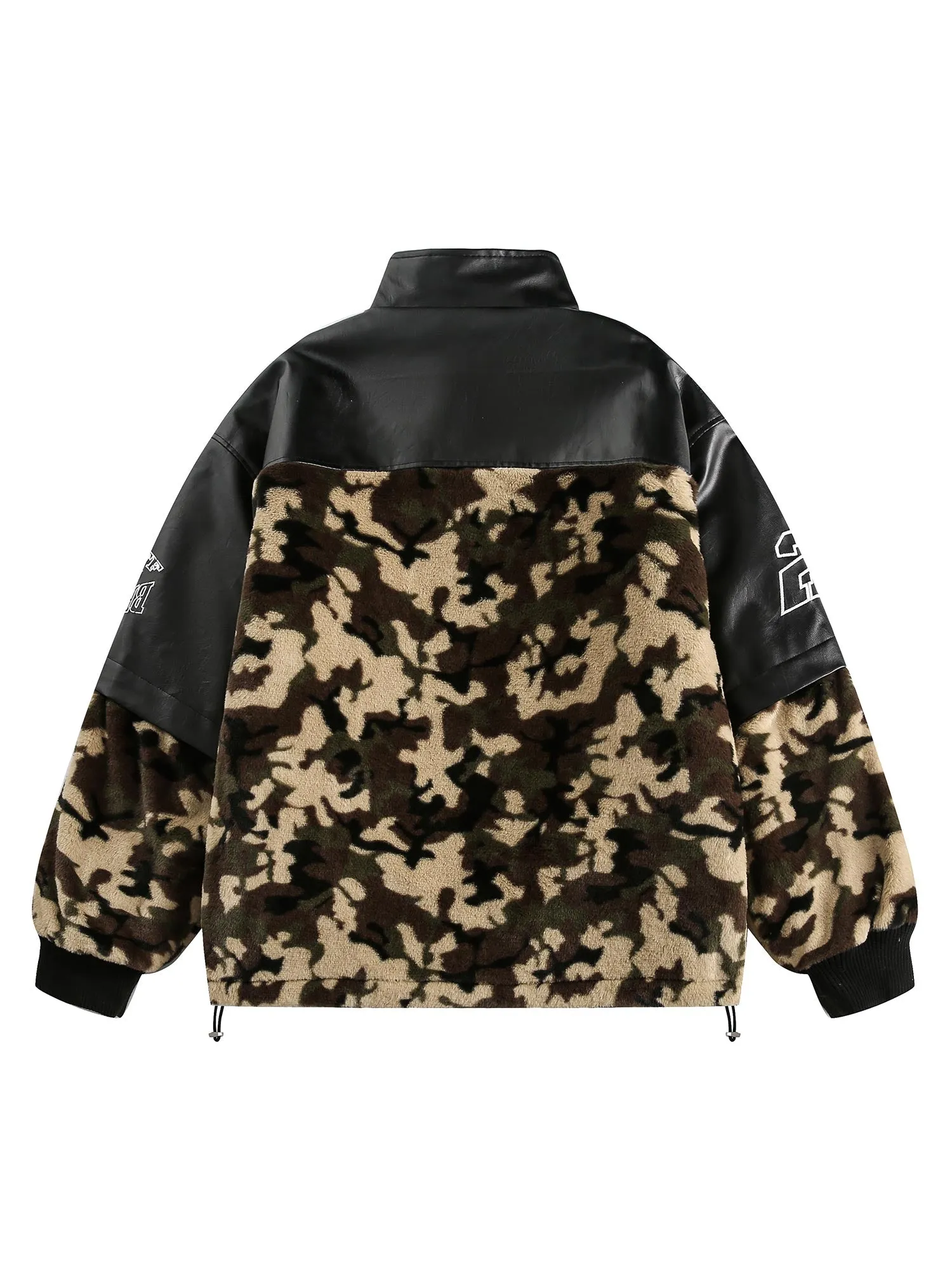 Thesupermade Camouflage Stitching PU Leather Quilted Jacket sold by Thesupermade product image thumbnail 2