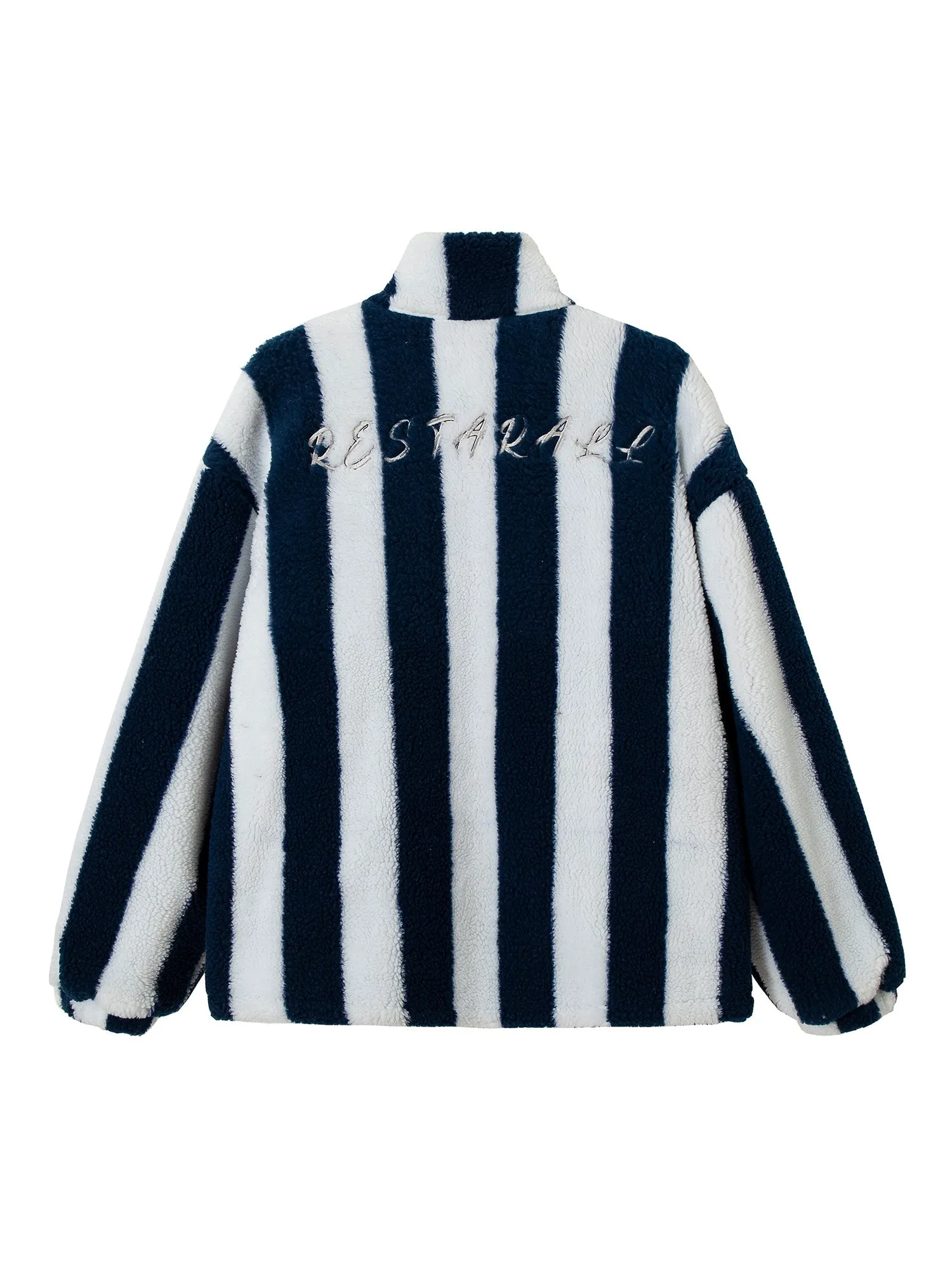 Thesupermade Jersey Embroidered Cheetah Print Striped Sherpa Jacket sold by Thesupermade product image thumbnail 2