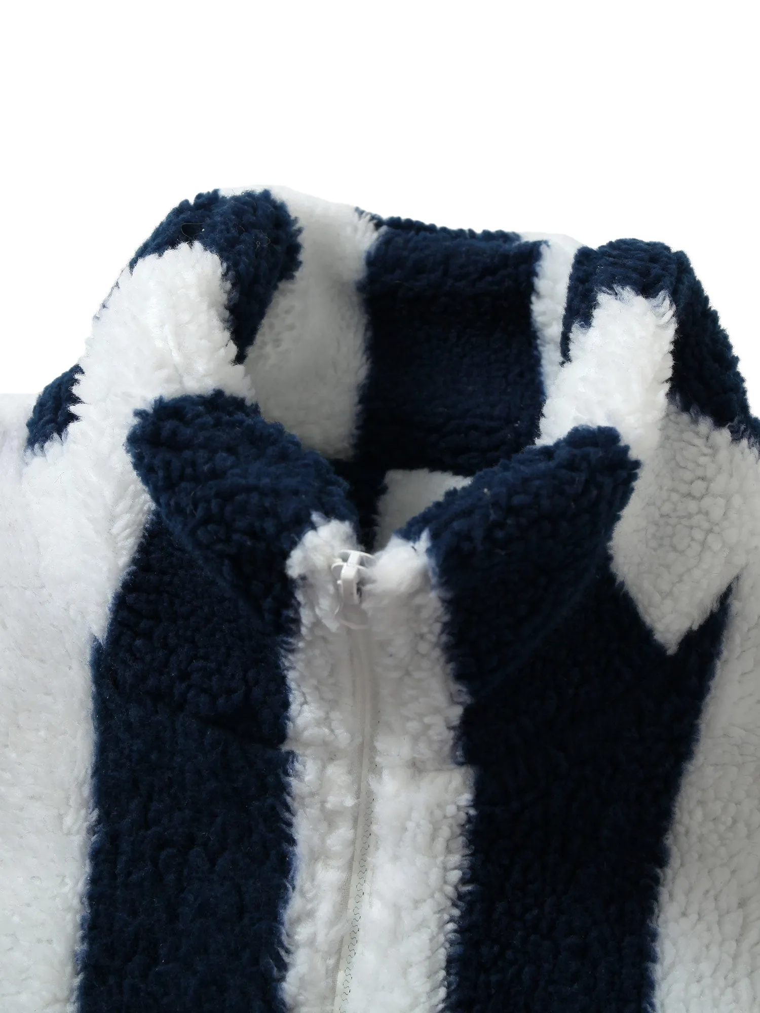 Thesupermade Jersey Embroidered Cheetah Print Striped Sherpa Jacket sold by Thesupermade product image thumbnail 3