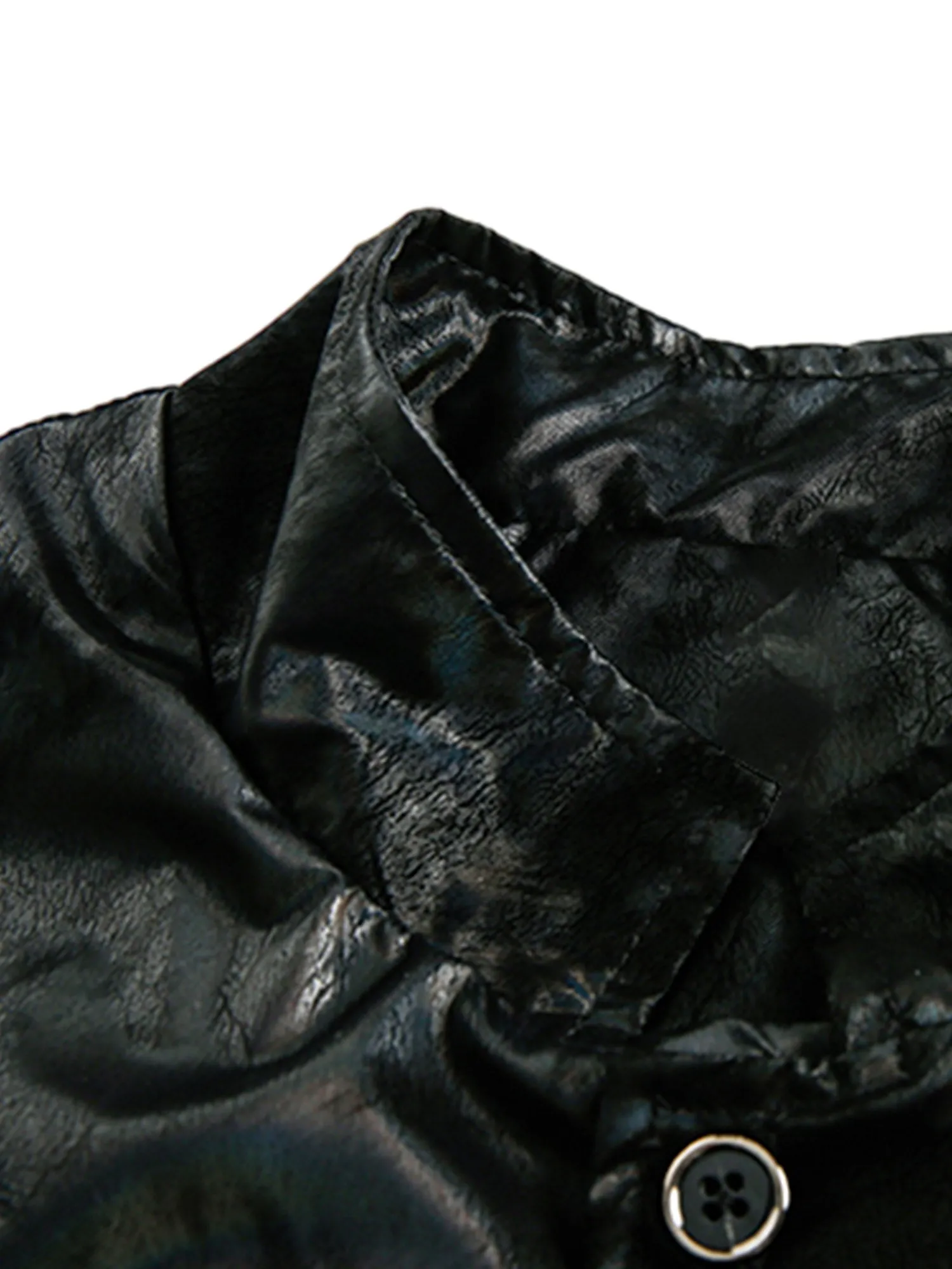Thesupermade Floral Stand Collar Leather Jacket sold by Thesupermade product image thumbnail 3