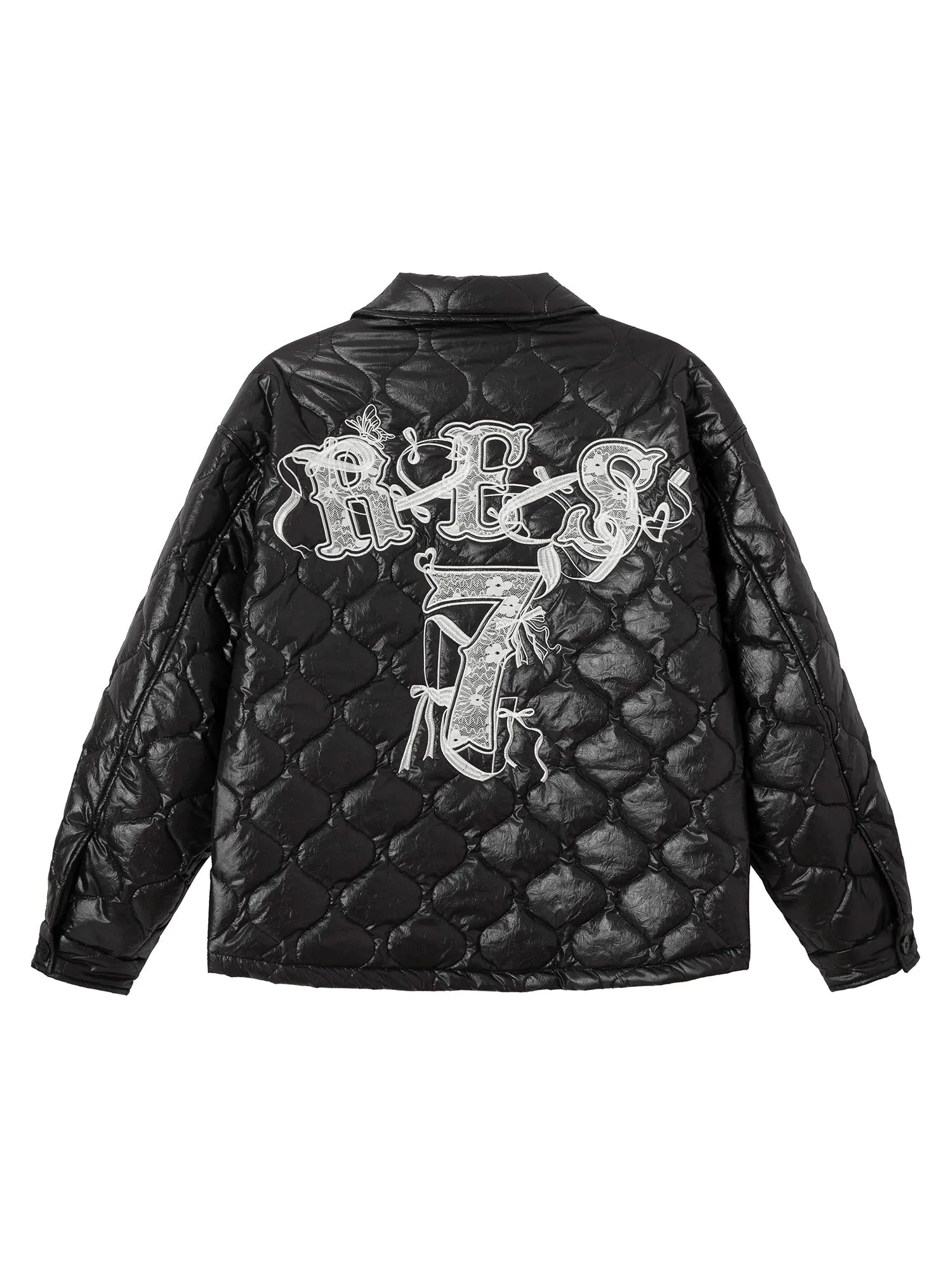 Thesupermade Diamond Quilted Letter Embroidery Quilted Jacket sold by Thesupermade product image thumbnail 2