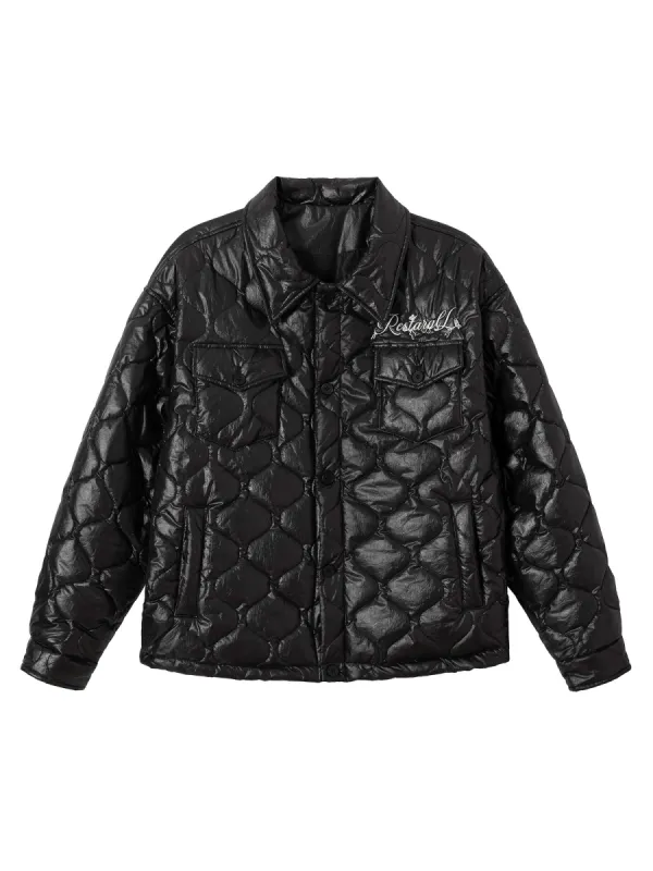 Thesupermade Diamond Quilted Letter Embroidery Quilted Jacket sold by Thesupermade