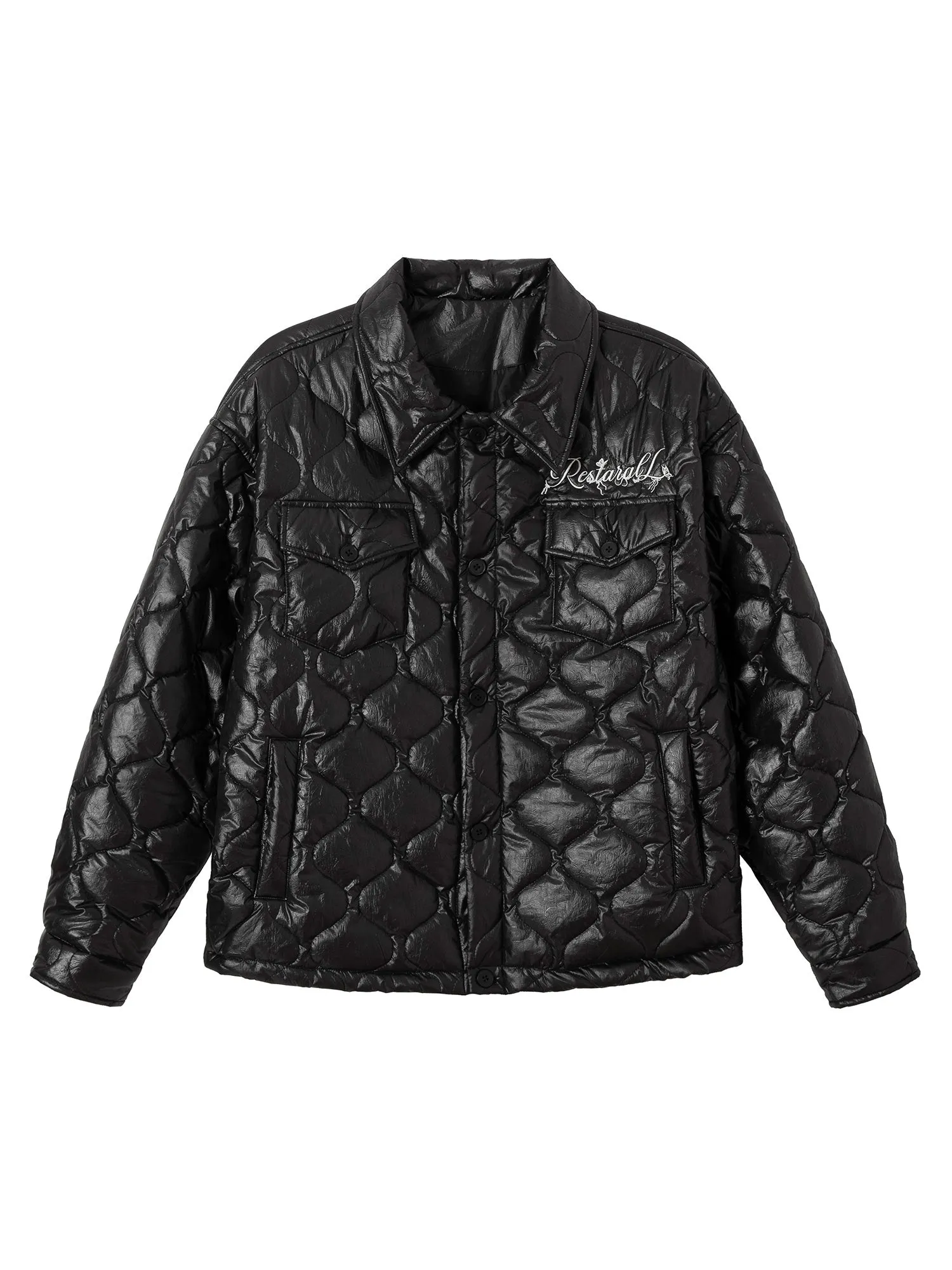 Thesupermade Diamond Quilted Letter Embroidery Quilted Jacket sold by Thesupermade