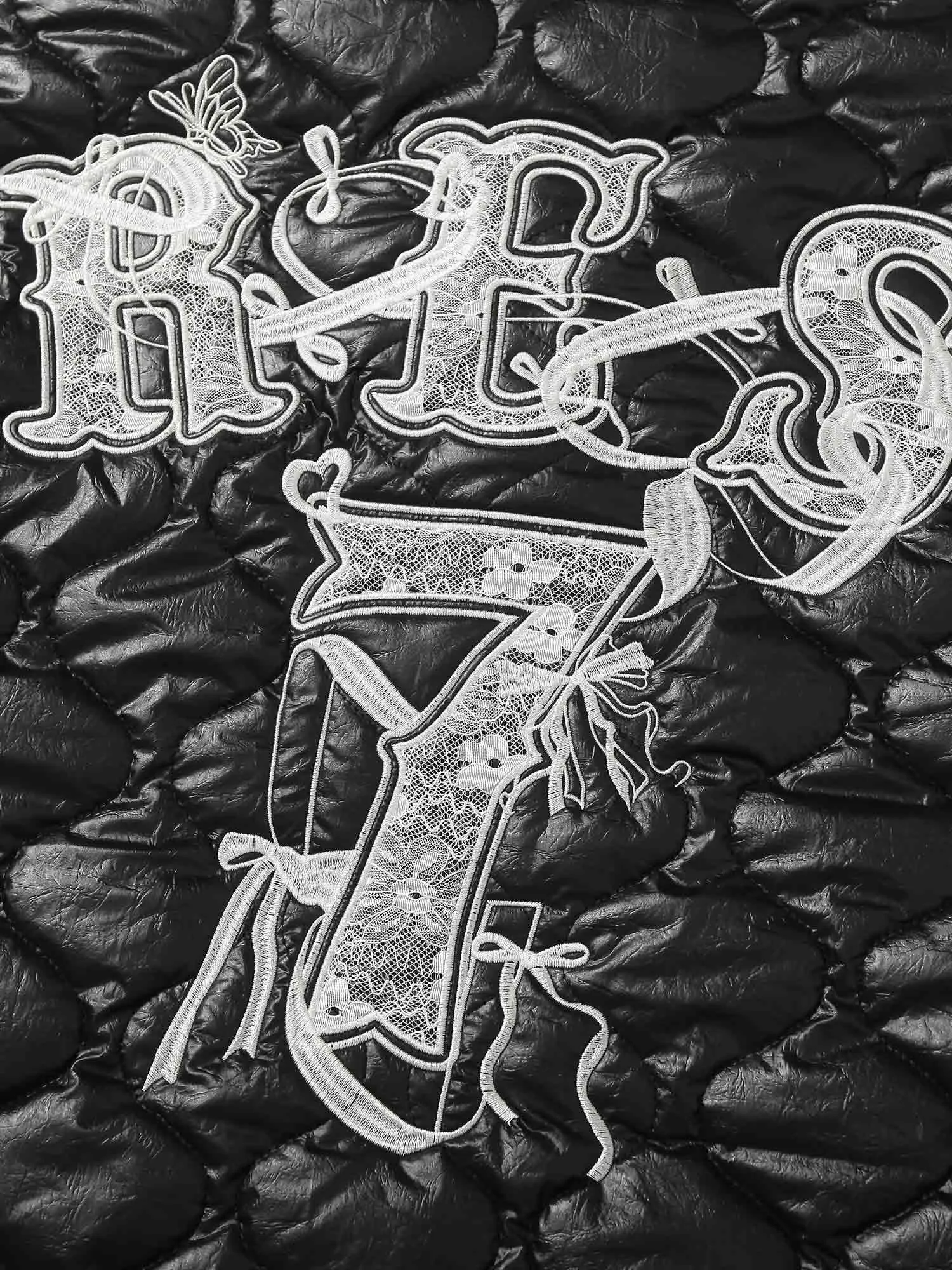 Thesupermade Diamond Quilted Letter Embroidery Quilted Jacket sold by Thesupermade product image thumbnail 4