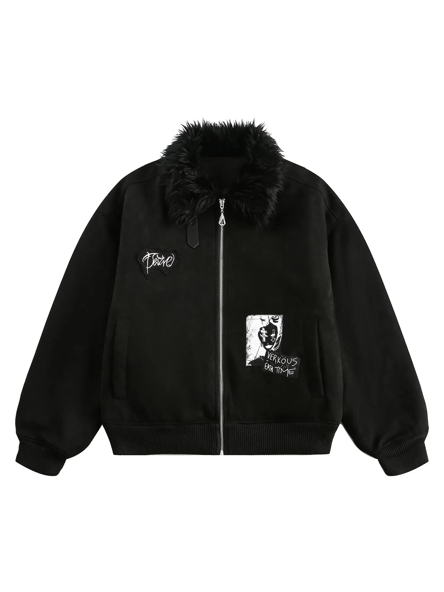 Thesupermade Fur Collar Metal Button Quilted Jacket sold by Thesupermade