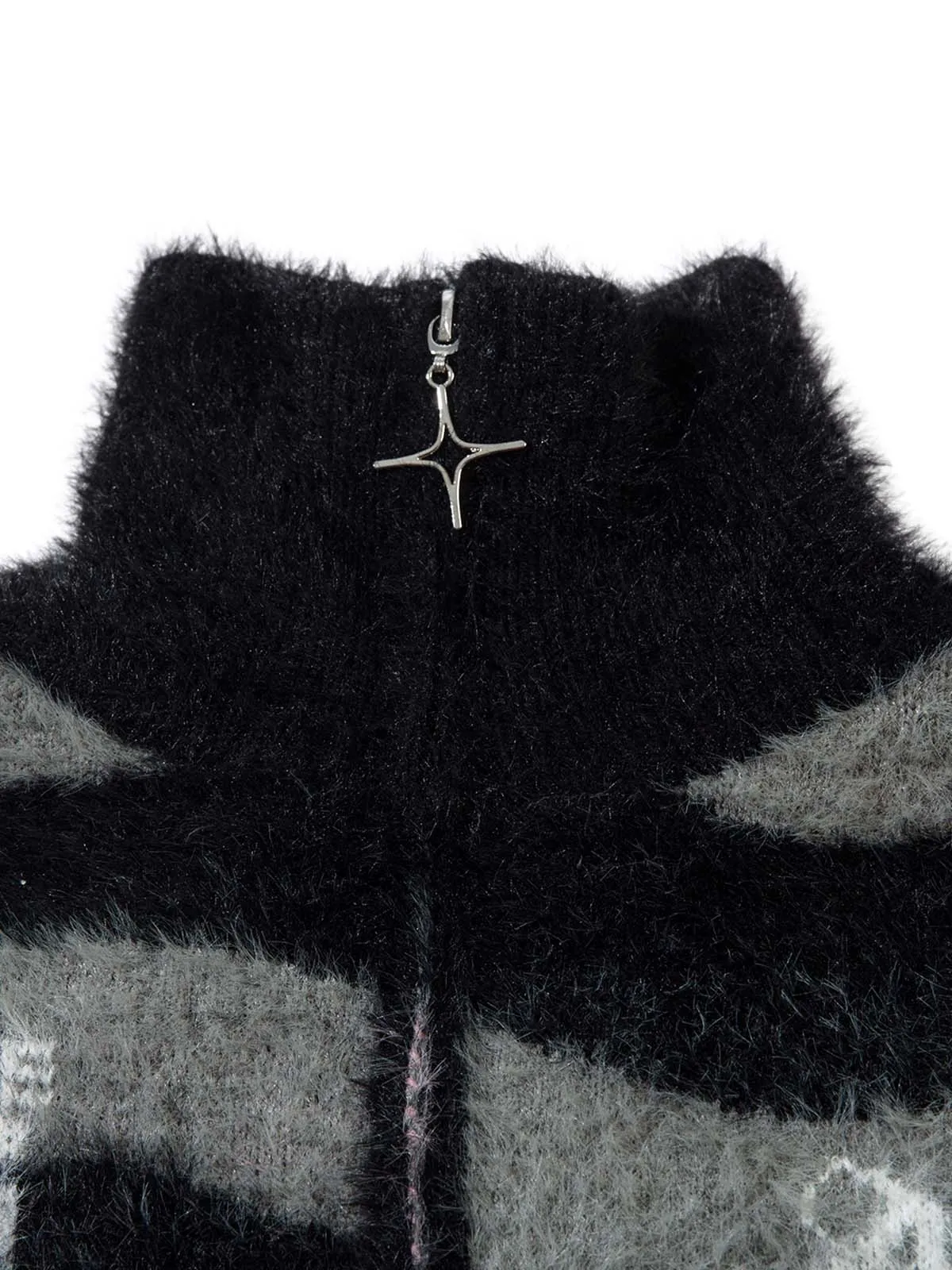 Thesupermade Stand Collar Striped Zip Up Fleece Sweater sold by Thesupermade product image thumbnail 3