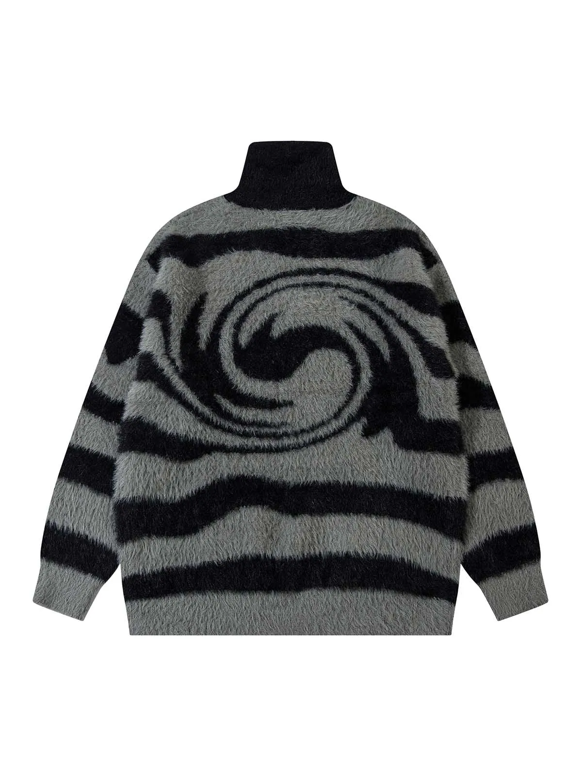 Thesupermade Stand Collar Striped Zip Up Fleece Sweater sold by Thesupermade product image thumbnail 2