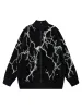 Thesupermade Lightning Graphic Imitation Mink Fur Zip Up Sweater sold by Thesupermade