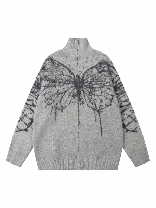 Thesupermade Butterfly Jacquard  Knit Mock Neck Sweater sold by Thesupermade