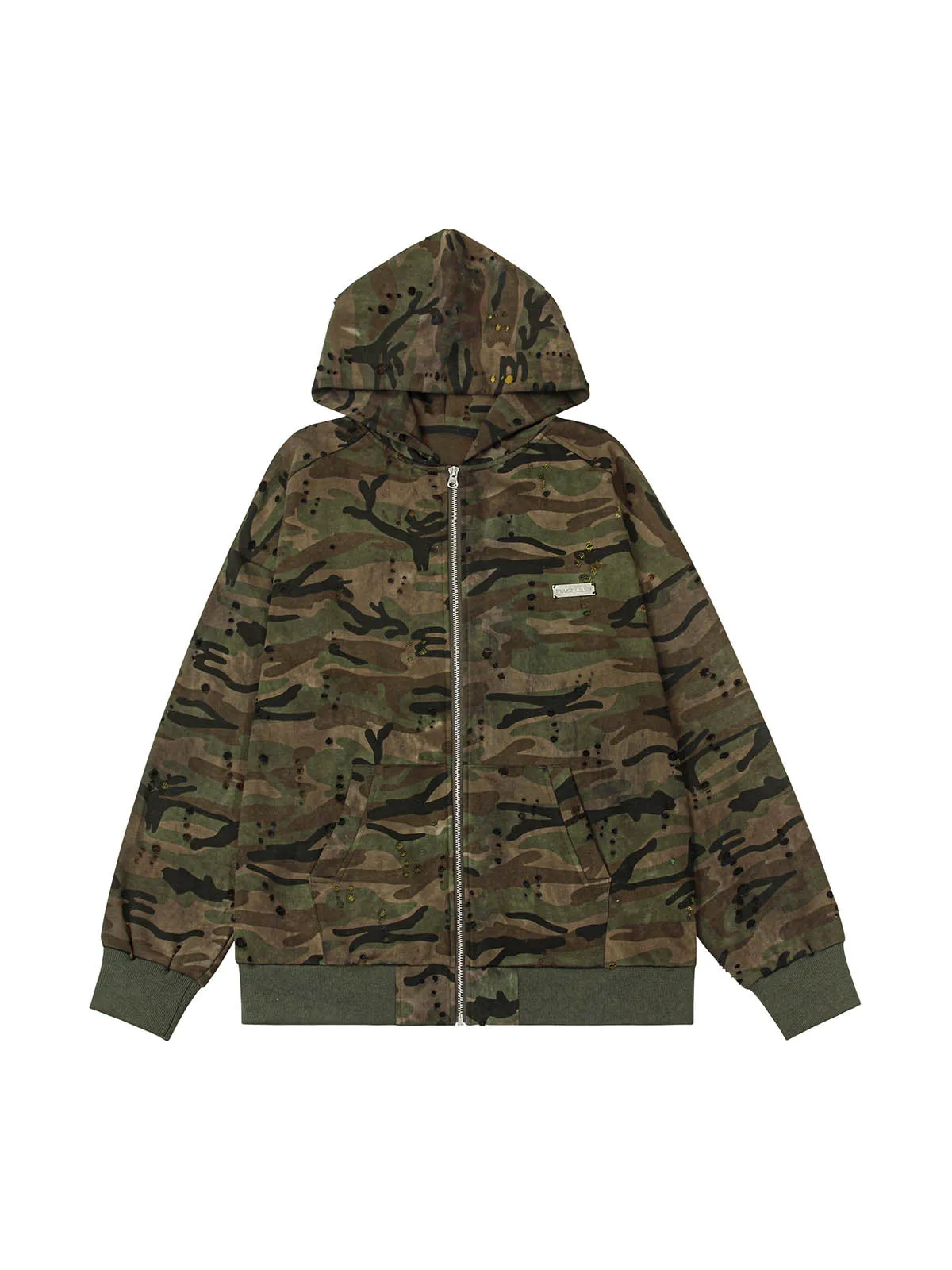 Thesupermade Washed Distressed Zipper Hooded Jacket sold by Thesupermade product image thumbnail 2