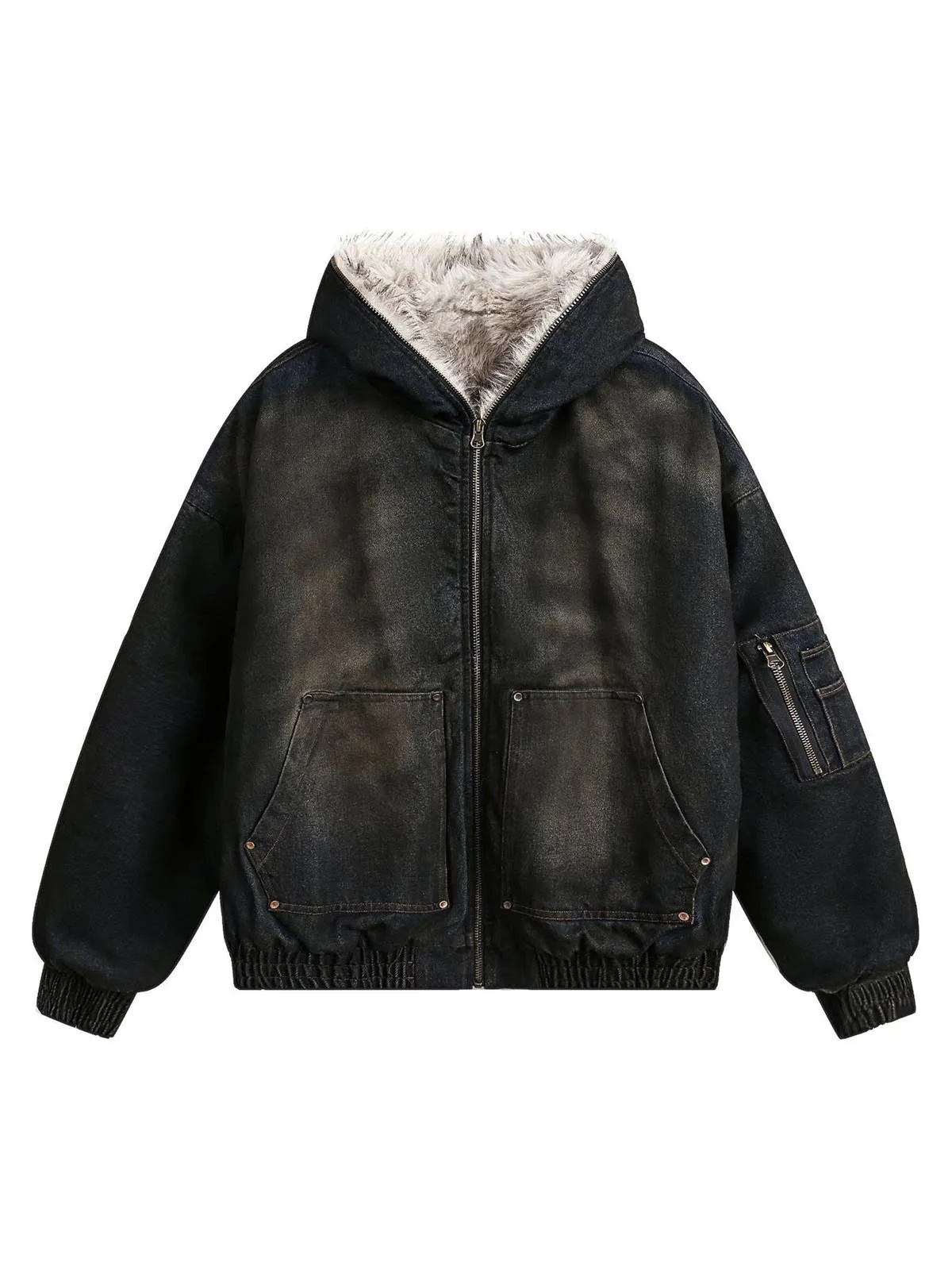 Cotton Washed Fur Hooded Jacket - 2265 sold by Thesupermade product image thumbnail 2