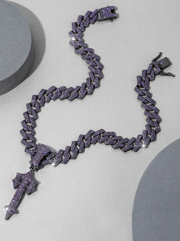 Thesupermade Purple Diamond Cuban Necklace sold by Thesupermade