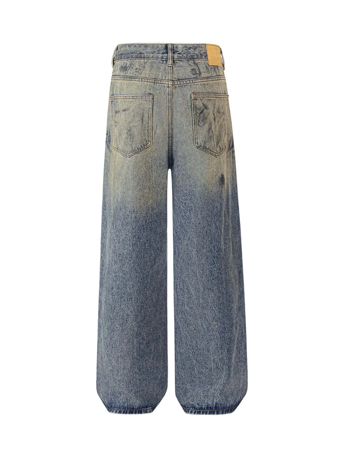 Thesupermade Distressed Washed Ink Splashed Straight Jeans sold by Thesupermade product image thumbnail 2