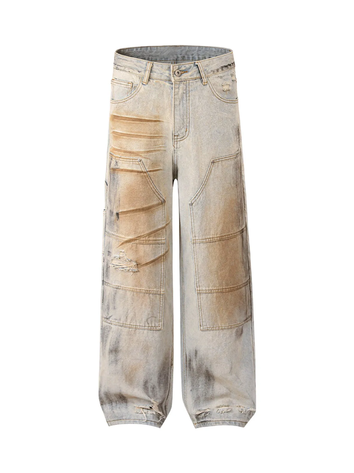 Thesupermade Washed Mud-Dye Straight Jeans sold by Thesupermade