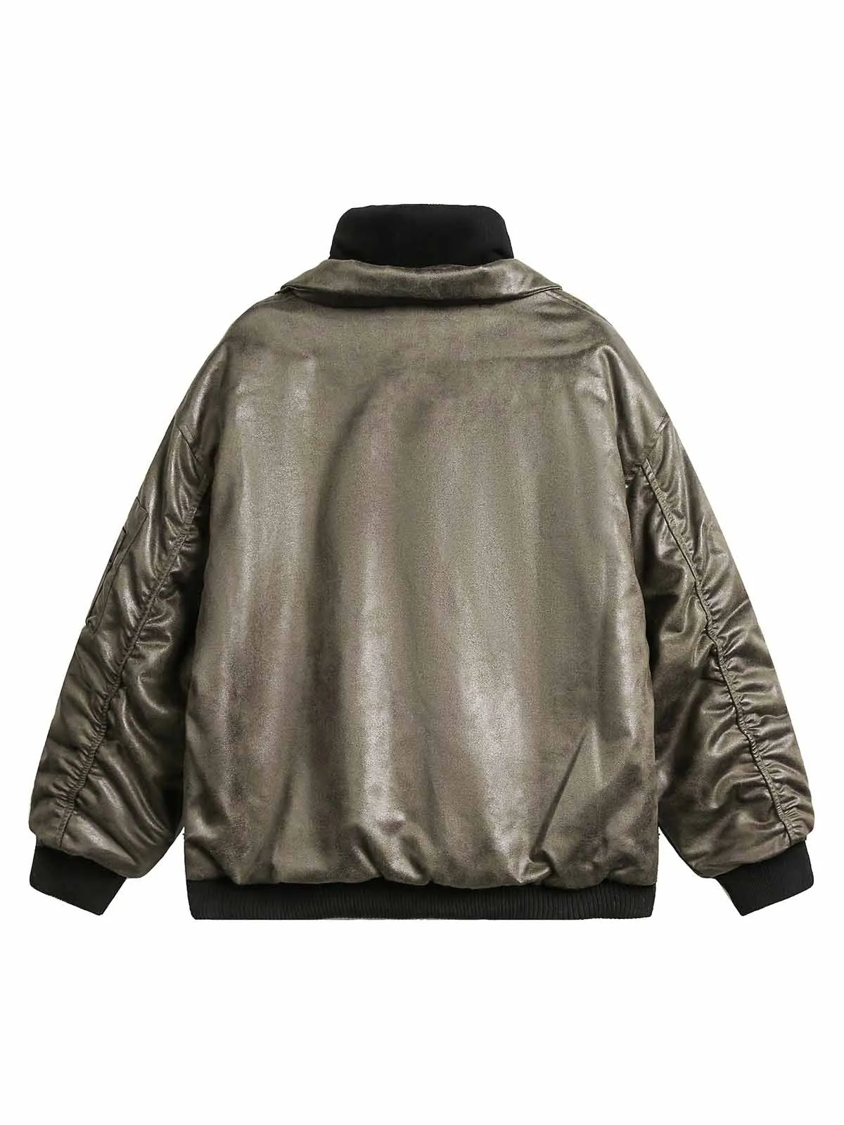 Thesupermade Faux Two-piece PU Leather Quilted Down Jacket sold by Thesupermade product image thumbnail 3