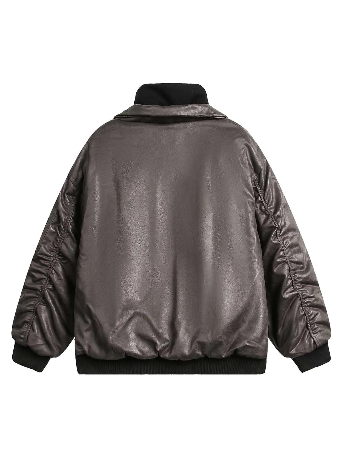 Thesupermade Faux Two-piece PU Leather Quilted Down Jacket sold by Thesupermade product image thumbnail 4
