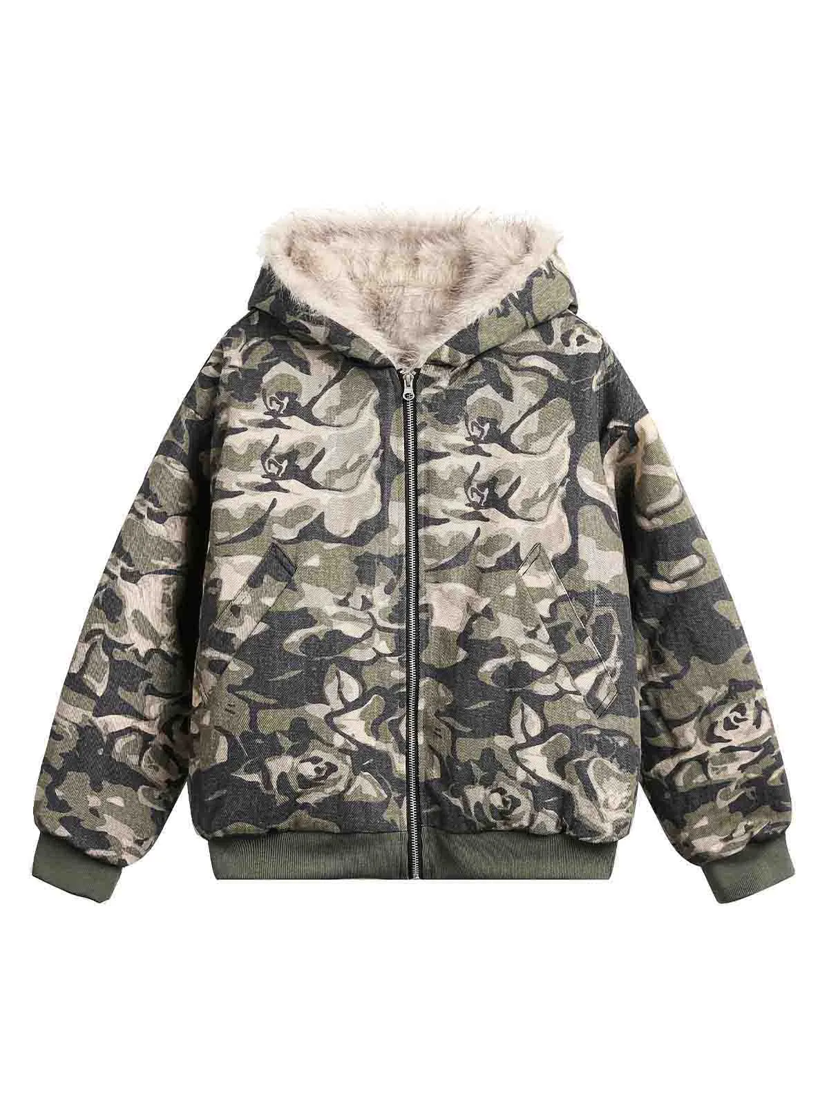Thesupermade Camouflage Fur Hooded Jacket - 2353 sold by Thesupermade product image thumbnail 2