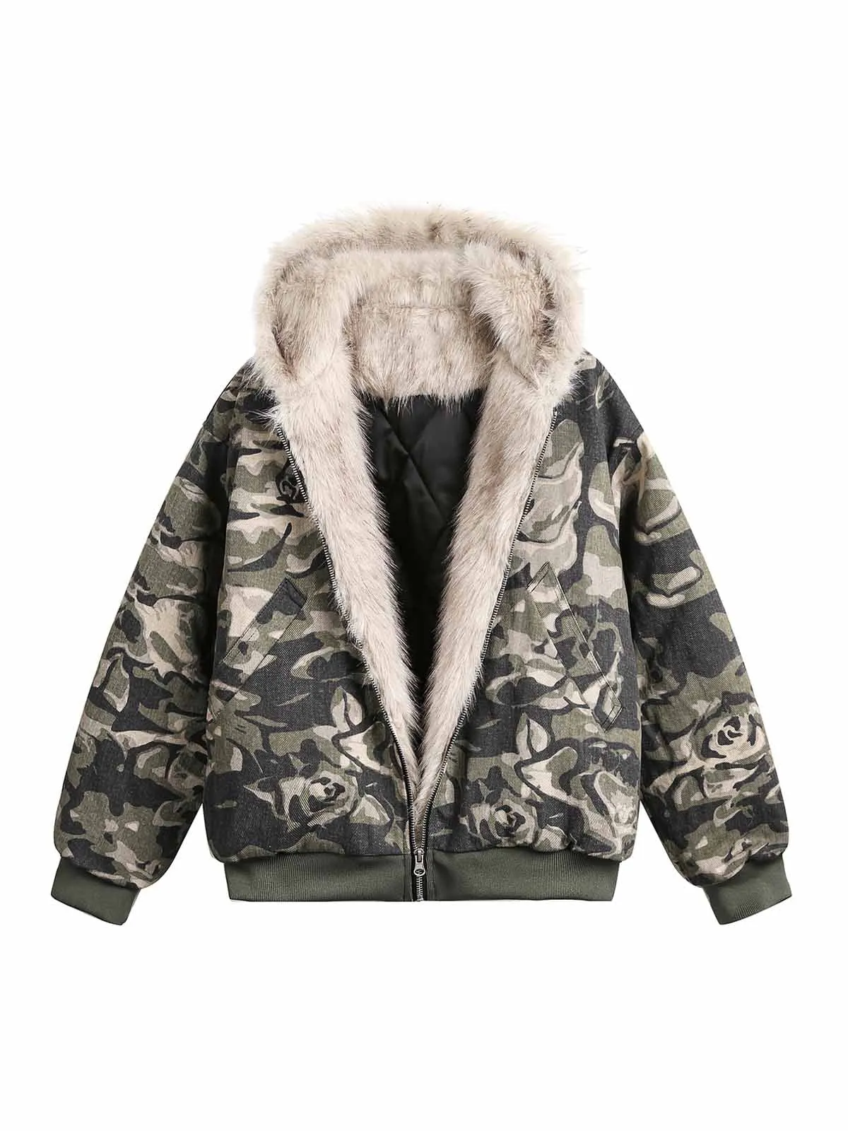 Thesupermade Camouflage Fur Hooded Jacket - 2353 sold by Thesupermade