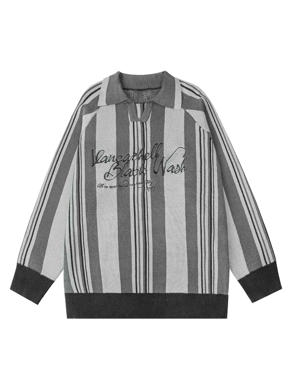 Thesupermade Striped Embroidered Knit Polo Sweater sold by Thesupermade