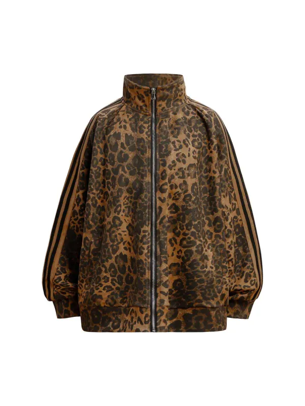 Thesupermade Leopard Print Suede Zipper Jacket sold by Thesupermade