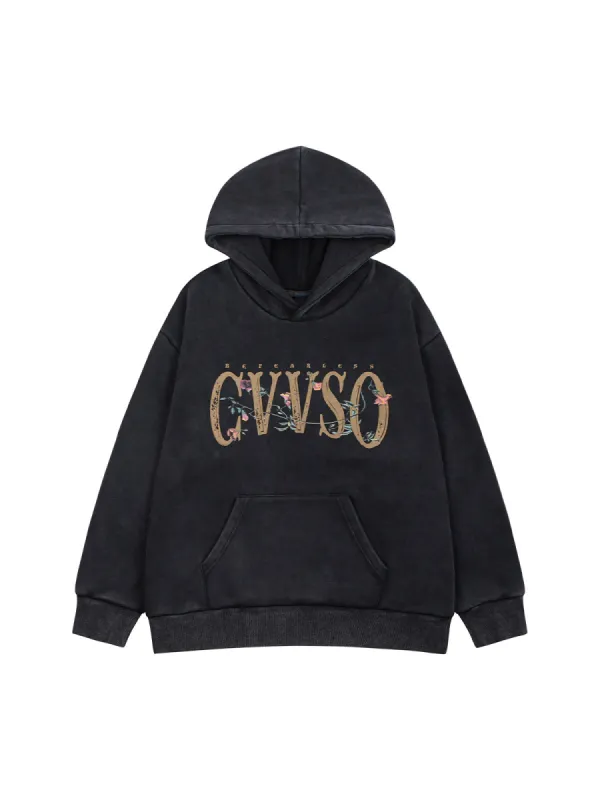 Thesupermade Distressed Floral&Skull Fleece Hoodie sold by Thesupermade