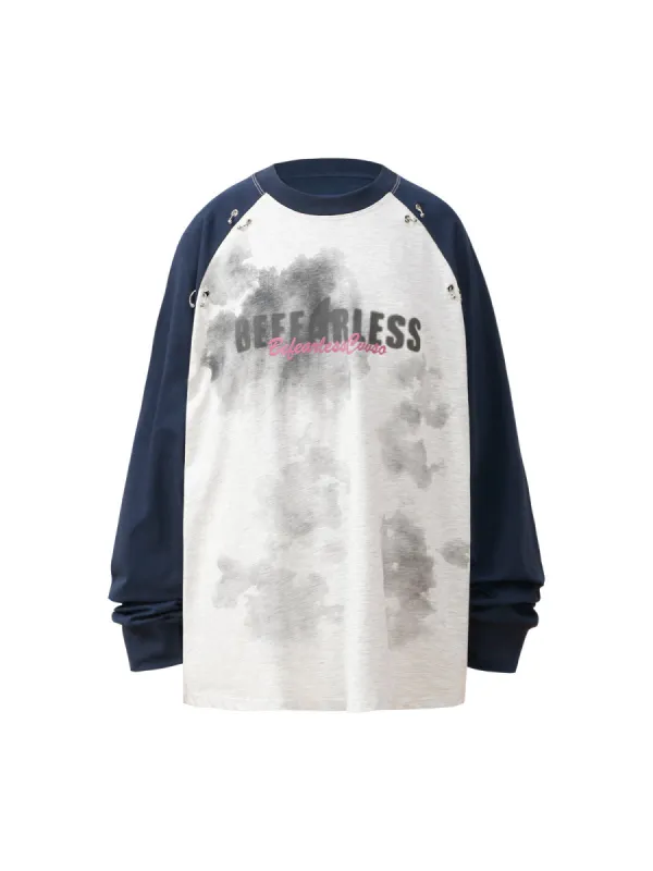 Thesupermade Splatter Eyelet Studded Long Sleeve T-shirt sold by Thesupermade