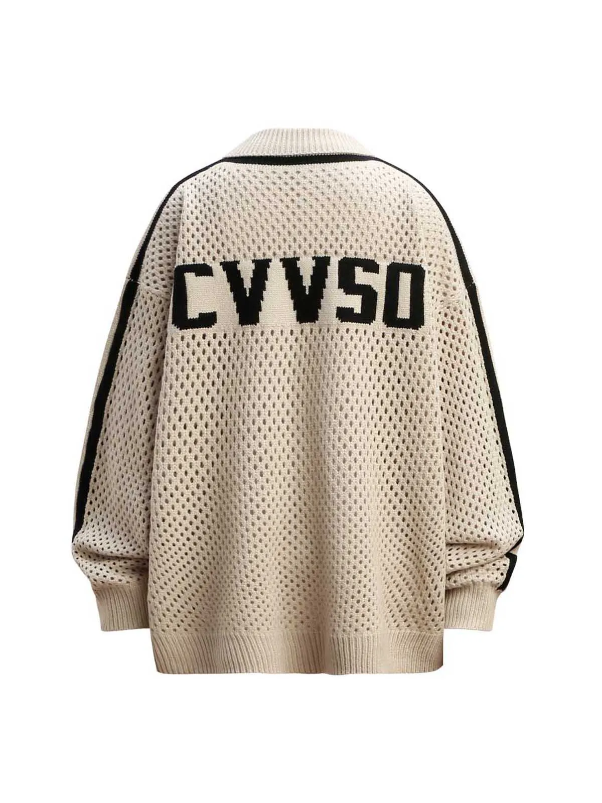 Thesupermade Jacquard Mesh Knit Zipper Polo Sweater sold by Thesupermade product image thumbnail 3