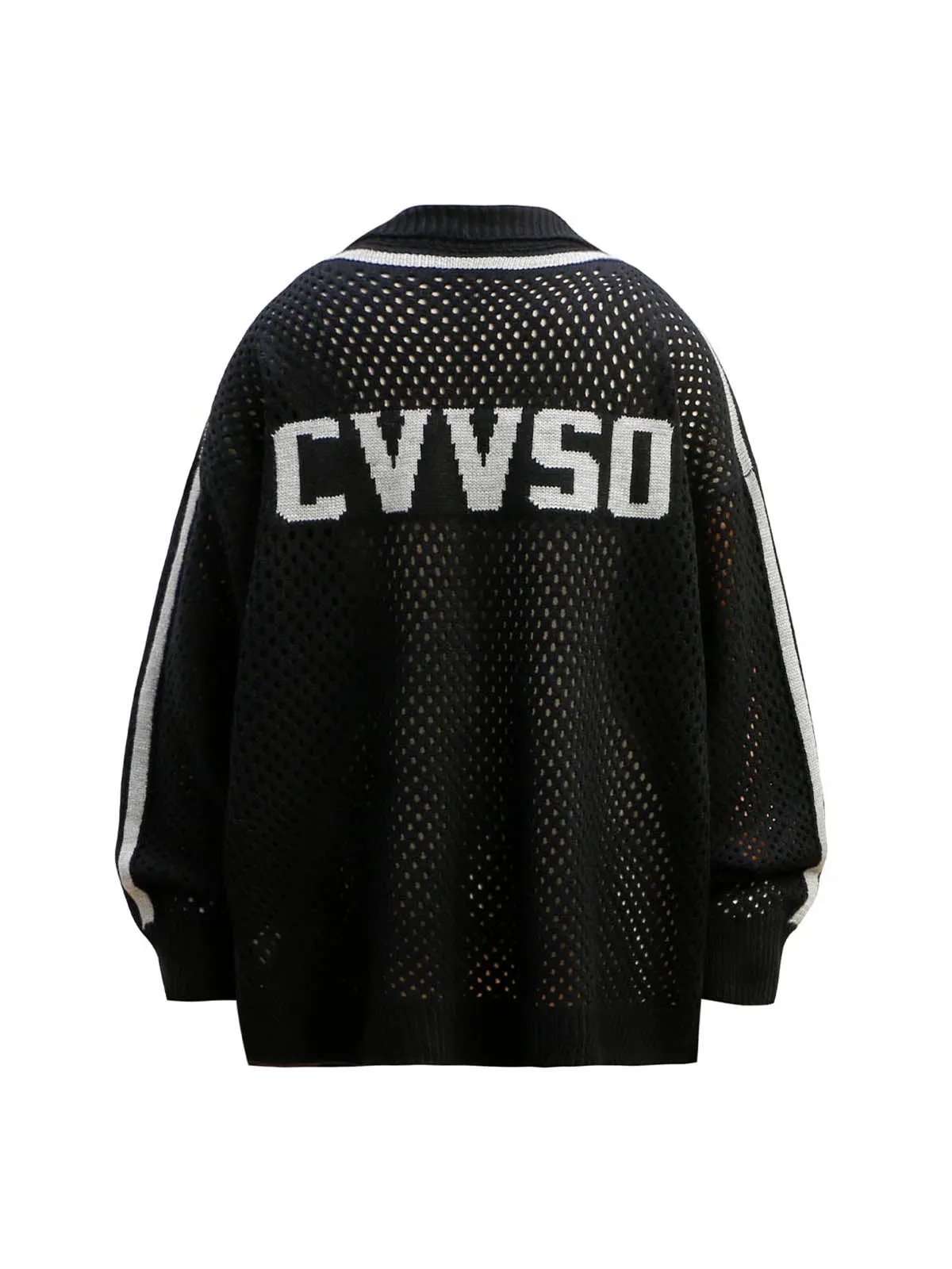 Thesupermade Jacquard Mesh Knit Zipper Polo Sweater sold by Thesupermade product image thumbnail 4